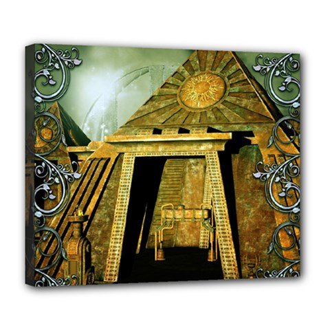 Awesome Steampunk Pyramid In The Night Deluxe Canvas 24  X 20  (stretched) by FantasyWorld7
