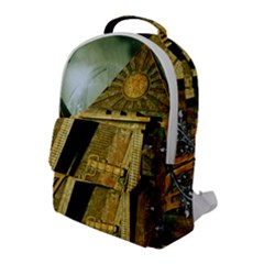 Awesome Steampunk Pyramid In The Night Flap Pocket Backpack (large) by FantasyWorld7