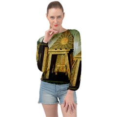 Awesome Steampunk Pyramid In The Night Banded Bottom Chiffon Top by FantasyWorld7