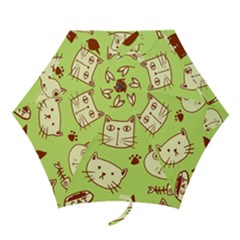 Cute Hand Drawn Cat Seamless Pattern Mini Folding Umbrellas by Vaneshart