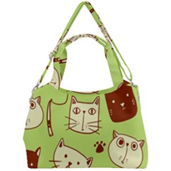 Cute Hand Drawn Cat Seamless Pattern Double Compartment Shoulder Bag by Vaneshart