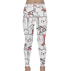 Cute Cat Chef Cooking Seamless Pattern Cartoon Classic Yoga Leggings by Vaneshart