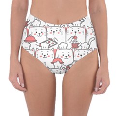 Cute Cat Chef Cooking Seamless Pattern Cartoon Reversible High-waist Bikini Bottoms by Vaneshart