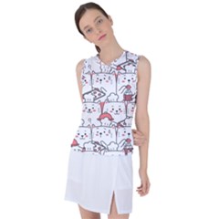 Cute Cat Chef Cooking Seamless Pattern Cartoon Women s Sleeveless Sports Top by Vaneshart