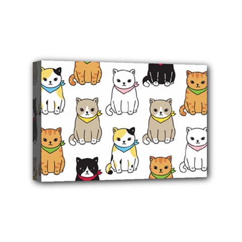 Cat Kitten Seamless Pattern Mini Canvas 6  X 4  (stretched)