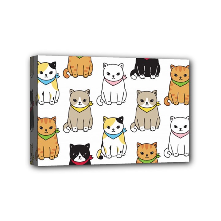 Cat Kitten Seamless Pattern Mini Canvas 6  x 4  (Stretched)