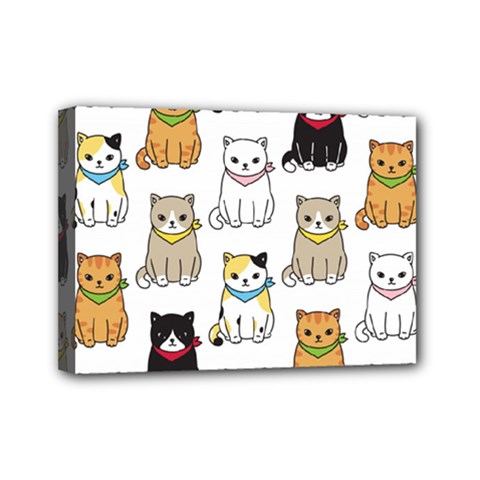 Cat Kitten Seamless Pattern Mini Canvas 7  x 5  (Stretched)