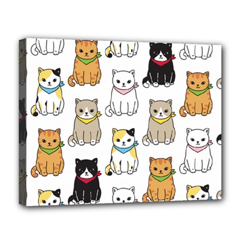Cat Kitten Seamless Pattern Canvas 14  x 11  (Stretched)