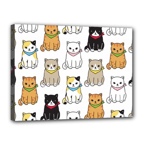 Cat Kitten Seamless Pattern Canvas 16  x 12  (Stretched)