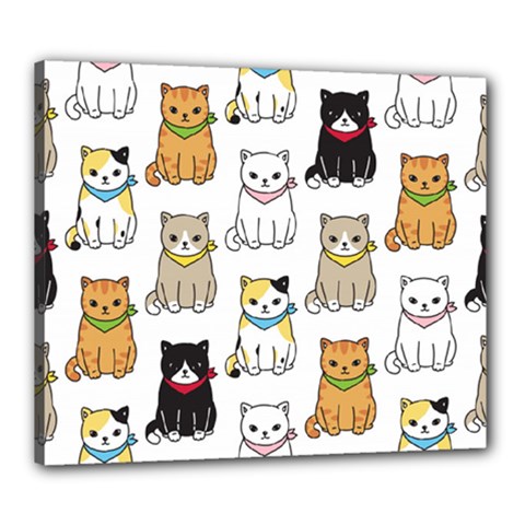 Cat Kitten Seamless Pattern Canvas 24  x 20  (Stretched)