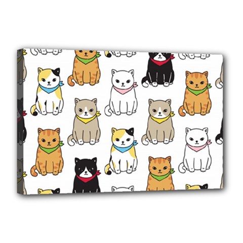 Cat Kitten Seamless Pattern Canvas 18  x 12  (Stretched)