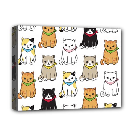 Cat Kitten Seamless Pattern Deluxe Canvas 16  X 12  (stretched)  by Vaneshart