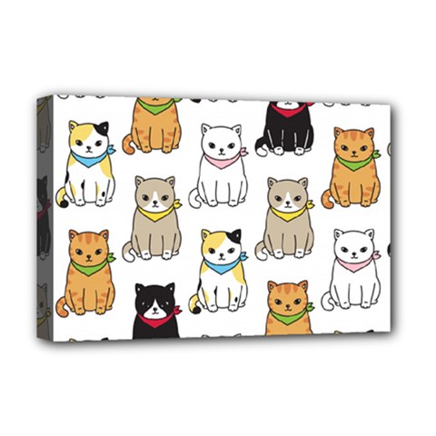 Cat Kitten Seamless Pattern Deluxe Canvas 18  x 12  (Stretched)