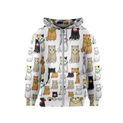 Cat Kitten Seamless Pattern Kids  Zipper Hoodie