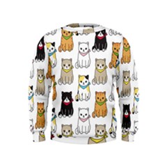 Cat Kitten Seamless Pattern Kids  Sweatshirt by Vaneshart