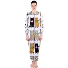 Cat Kitten Seamless Pattern Onepiece Jumpsuit (ladies)  by Vaneshart