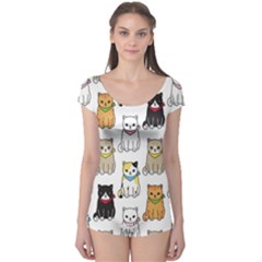 Cat Kitten Seamless Pattern Boyleg Leotard 