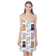 Cat Kitten Seamless Pattern Camis Nightgown
