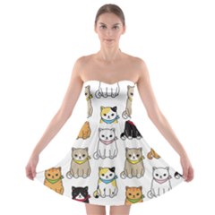 Cat Kitten Seamless Pattern Strapless Bra Top Dress