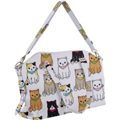 Cat Kitten Seamless Pattern Canvas Crossbody Bag