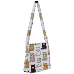 Cat Kitten Seamless Pattern Zipper Messenger Bag