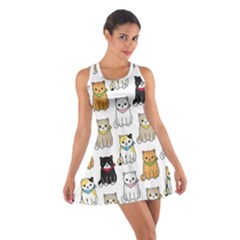 Cat Kitten Seamless Pattern Cotton Racerback Dress