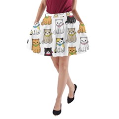 Cat Kitten Seamless Pattern A-Line Pocket Skirt