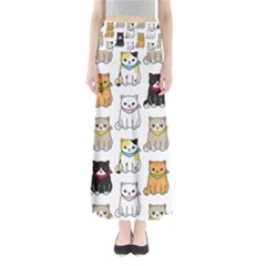 Cat Kitten Seamless Pattern Full Length Maxi Skirt