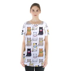 Cat Kitten Seamless Pattern Skirt Hem Sports Top