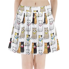 Cat Kitten Seamless Pattern Pleated Mini Skirt