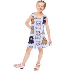 Cat Kitten Seamless Pattern Kids  Tunic Dress