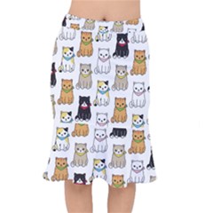 Cat Kitten Seamless Pattern Short Mermaid Skirt