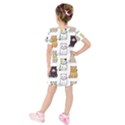 Cat Kitten Seamless Pattern Kids  Short Sleeve Velvet Dress View2