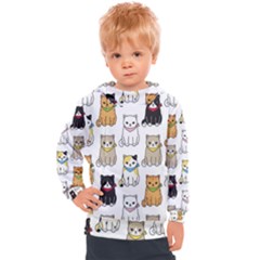 Cat Kitten Seamless Pattern Kids  Hooded Pullover
