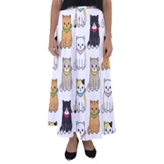 Cat Kitten Seamless Pattern Flared Maxi Skirt