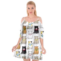 Cat Kitten Seamless Pattern Cutout Spaghetti Strap Chiffon Dress