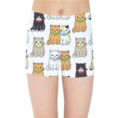 Cat Kitten Seamless Pattern Kids  Sports Shorts