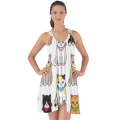 Cat Kitten Seamless Pattern Show Some Back Chiffon Dress