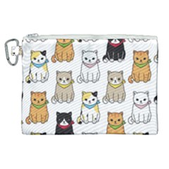 Cat Kitten Seamless Pattern Canvas Cosmetic Bag (XL)