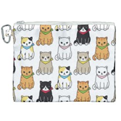 Cat Kitten Seamless Pattern Canvas Cosmetic Bag (XXL)