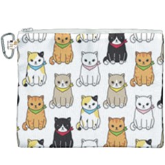 Cat Kitten Seamless Pattern Canvas Cosmetic Bag (XXXL)