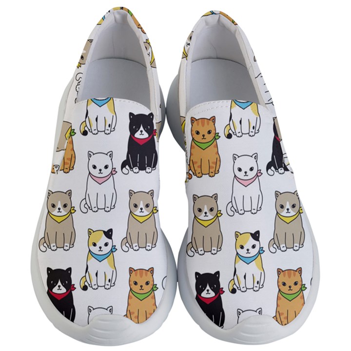 Cat Kitten Seamless Pattern Women s Lightweight Slip Ons