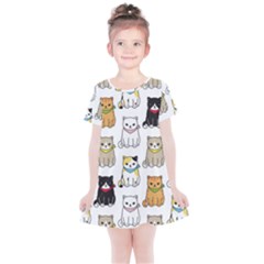 Cat Kitten Seamless Pattern Kids  Simple Cotton Dress