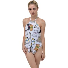 Cat Kitten Seamless Pattern Go with the Flow One Piece Swimsuit