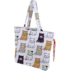 Cat Kitten Seamless Pattern Drawstring Tote Bag