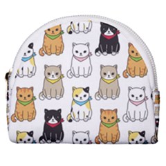 Cat Kitten Seamless Pattern Horseshoe Style Canvas Pouch