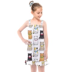 Cat Kitten Seamless Pattern Kids  Overall Dress