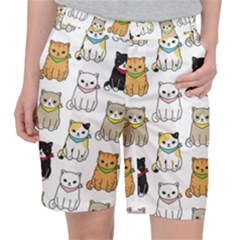 Cat Kitten Seamless Pattern Pocket Shorts