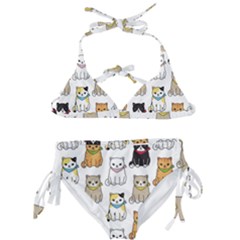 Cat Kitten Seamless Pattern Kids  Classic Bikini Set