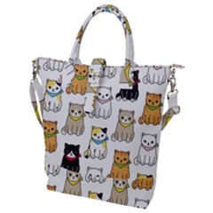 Cat Kitten Seamless Pattern Buckle Top Tote Bag